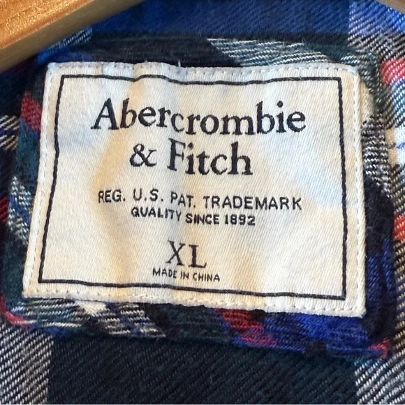 Abercrombie & Fitch Men's Shirt Plaid Flannel‎ Button Down Size XL - Picture 3 of 6